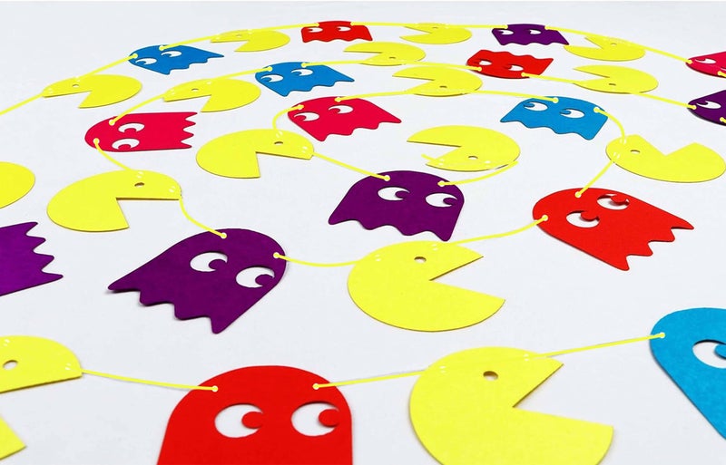 Seyal Pacmn Ghost Garland Decorations, 36Pcs â€“ Retro Arcade Banner Featuring Colorful Ghosts for 80s Theme Parties, Gamer Events, Game Room DÃ©cor, Halloween, or Vintage Video Game-Inspired Celebrations - Image 3